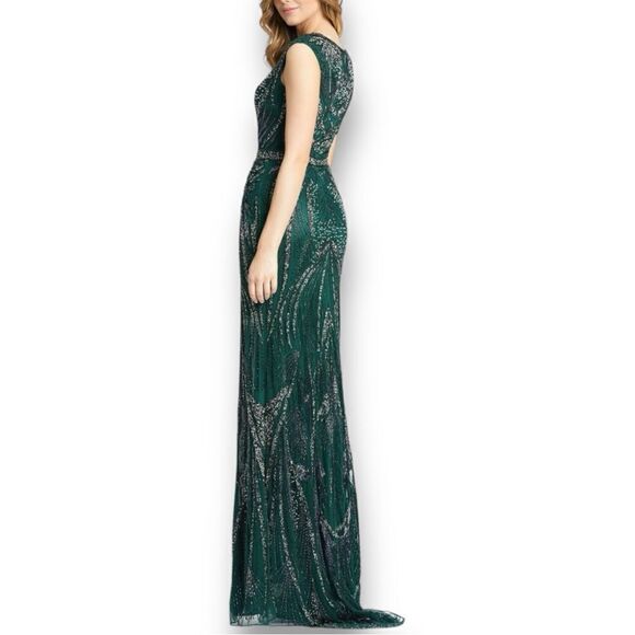 MAC DUGGAL Women’s Embellished Beaded High Slit Gown in the Size 4 - Picture 3 of 16